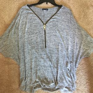 Gray Olivia Blu Zip Up Top 3X